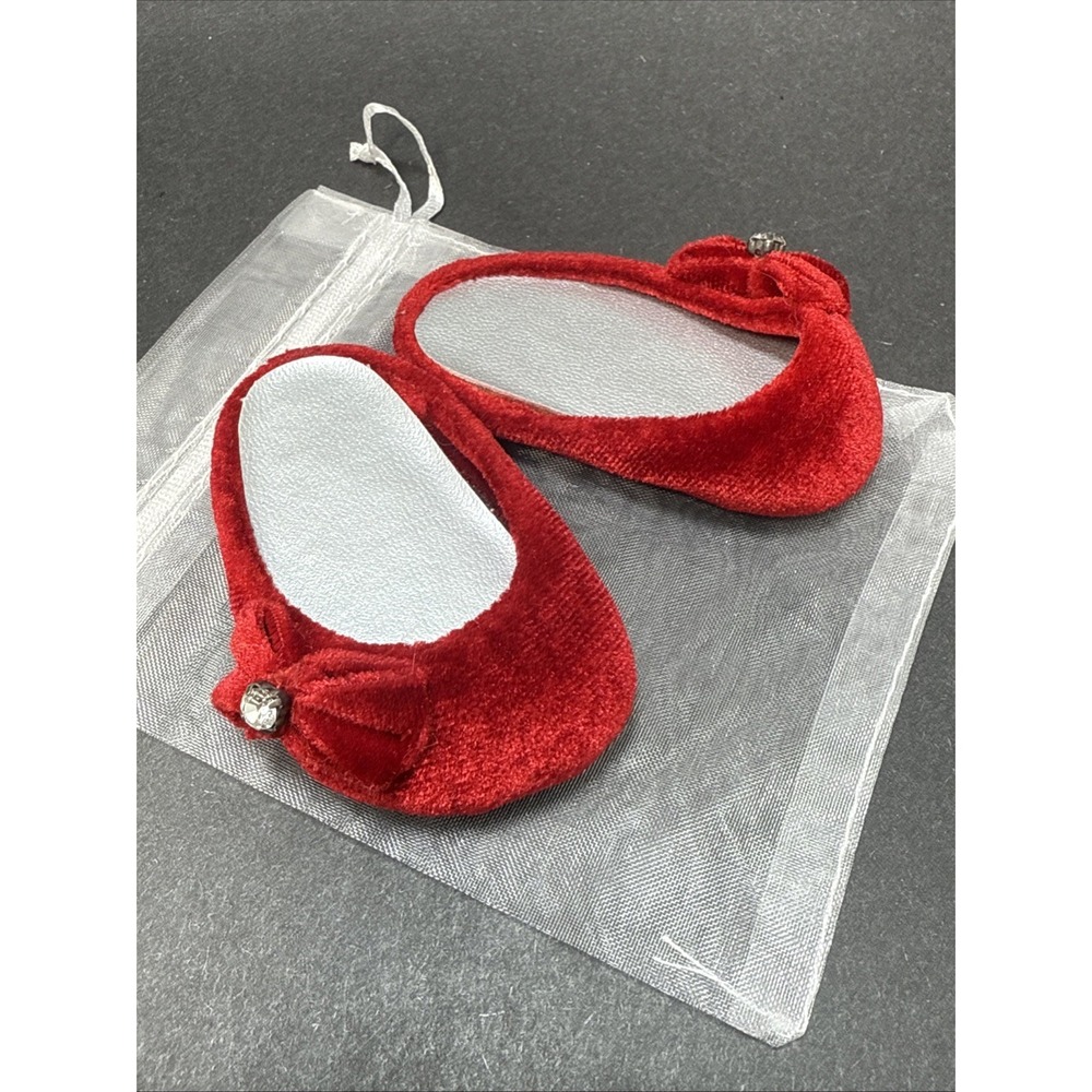 American Girl 2003 Radiant Rhinestone Holiday Red Velvet Slippers Shoes Vintage